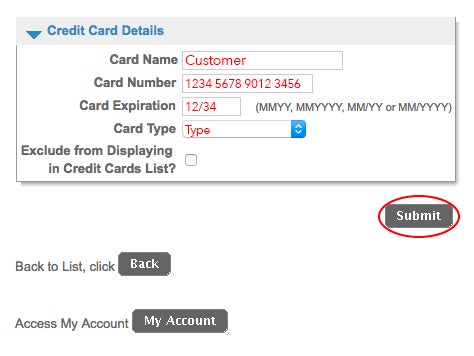 Enter Credit Card details