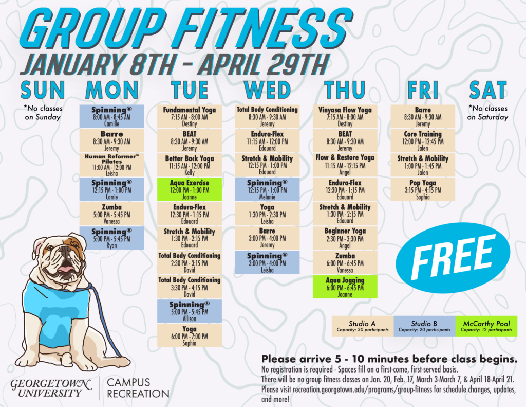 Spring 2025 group fitness schedule