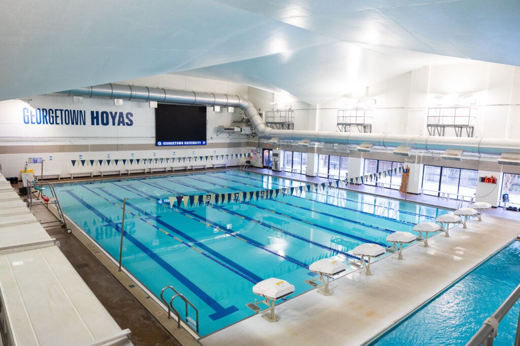 Elevated picture of an empty pool